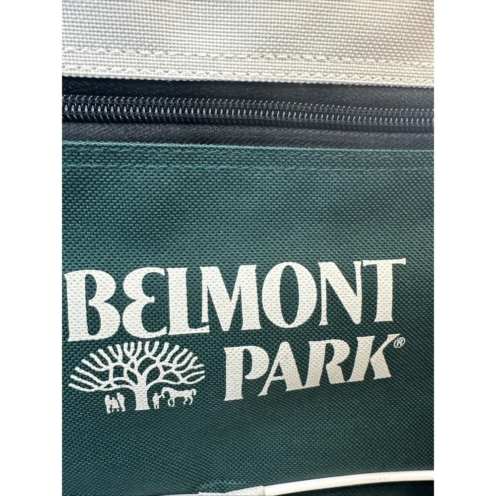 Belmont Park Duffel Bag Green And Cream Adjustable Strap Multiple Pockets